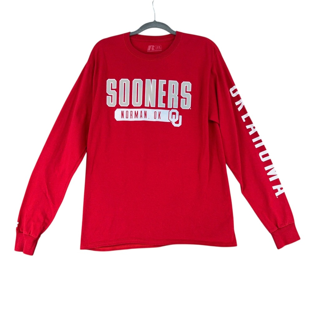 Russell Athletic Oklahoma Sooners Long Sleeve T Shirt Men Medium Red OU Football